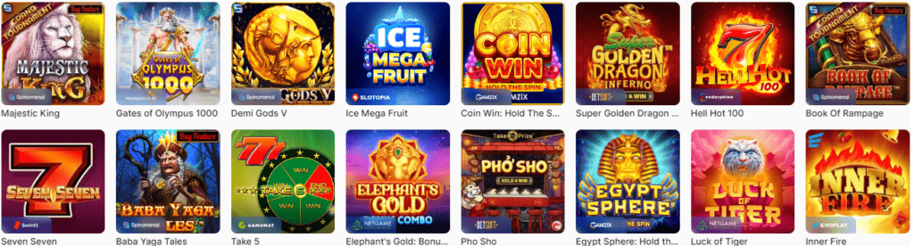 Seleção de jogos populares no Ice Casino com temática azul oceânica
