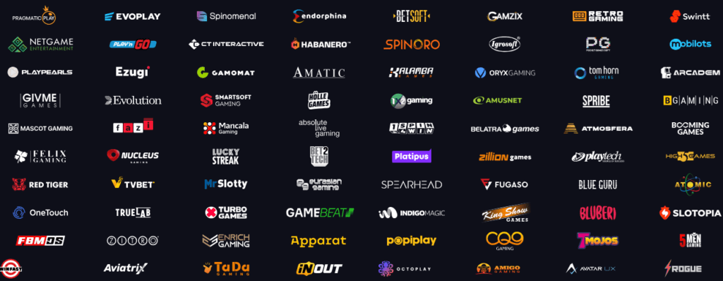 Área de provedores do Ice Casino destacando estúdios parceiros de slots e cassino ao vivo